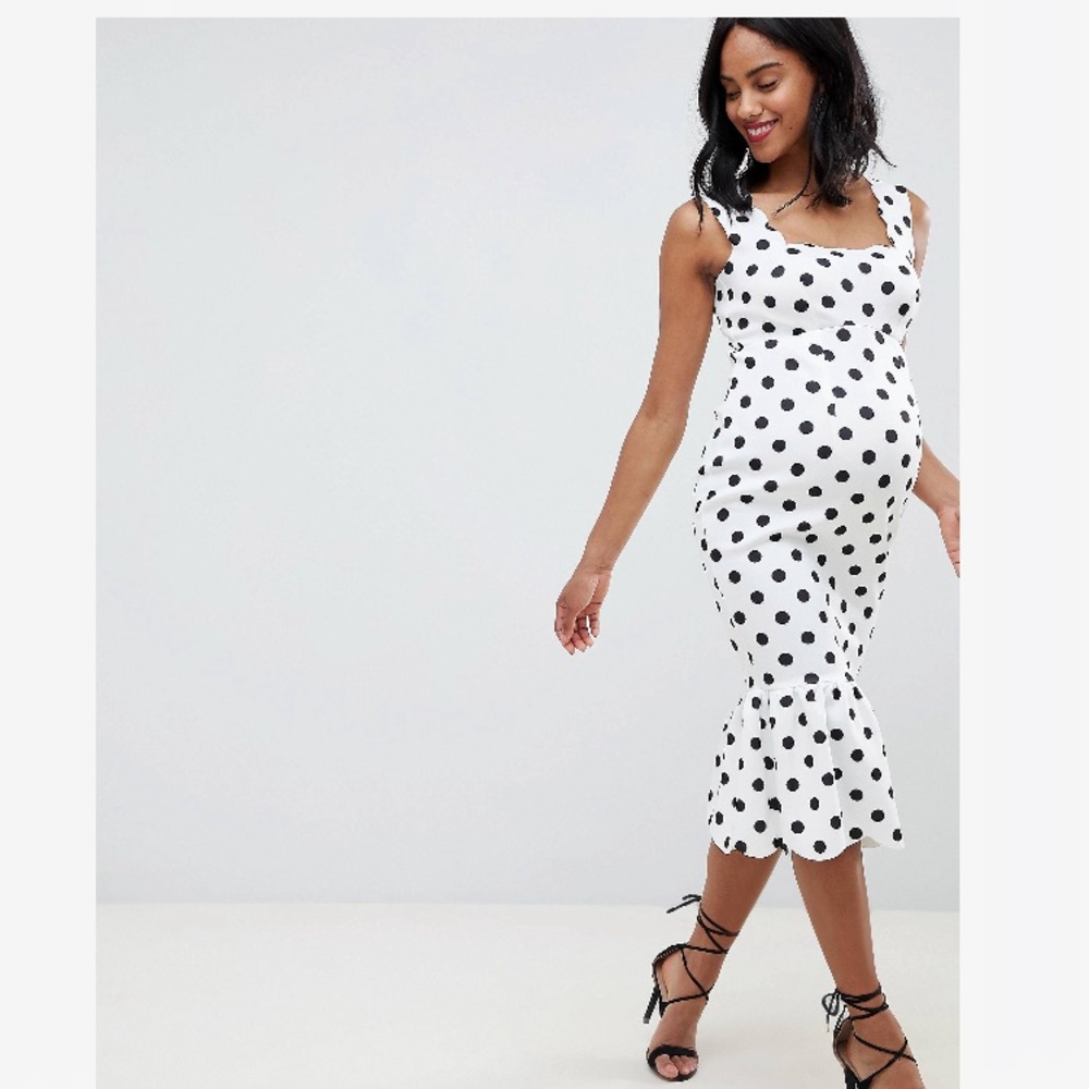 Asos maternity scalloped bodycon midi dress 4 S